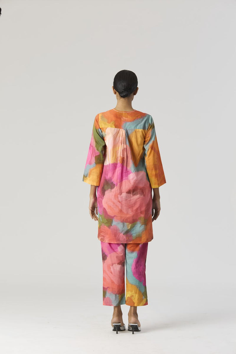 VERONICA SHORT KURTA SET cotton by Yam in multi color for women in Singapore