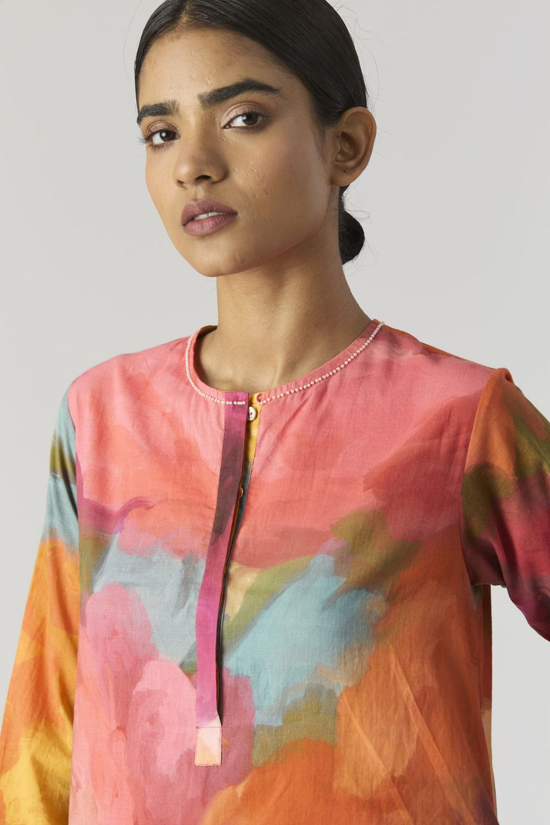 VERONICA SHORT KURTA SET cotton by Yam in multi color for women in Singapore