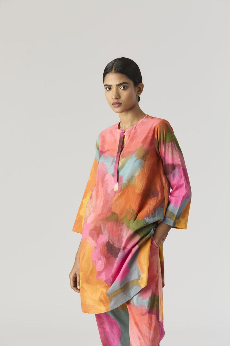 VERONICA SHORT KURTA SET cotton by Yam in multi color for women in Singapore