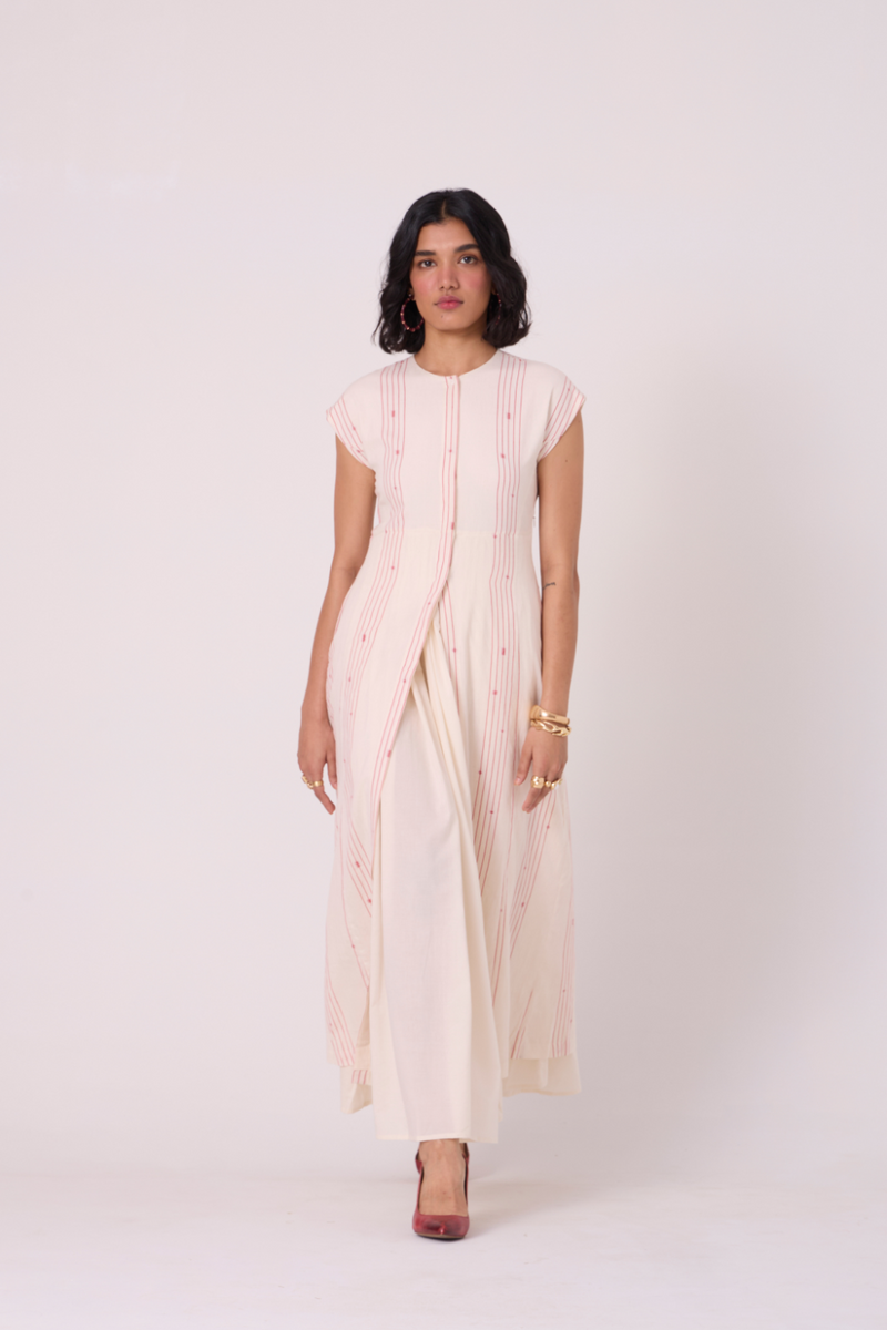 Vesna Red Stripe Maxi Dress cotton by The Summer House in white color for women in Singapore