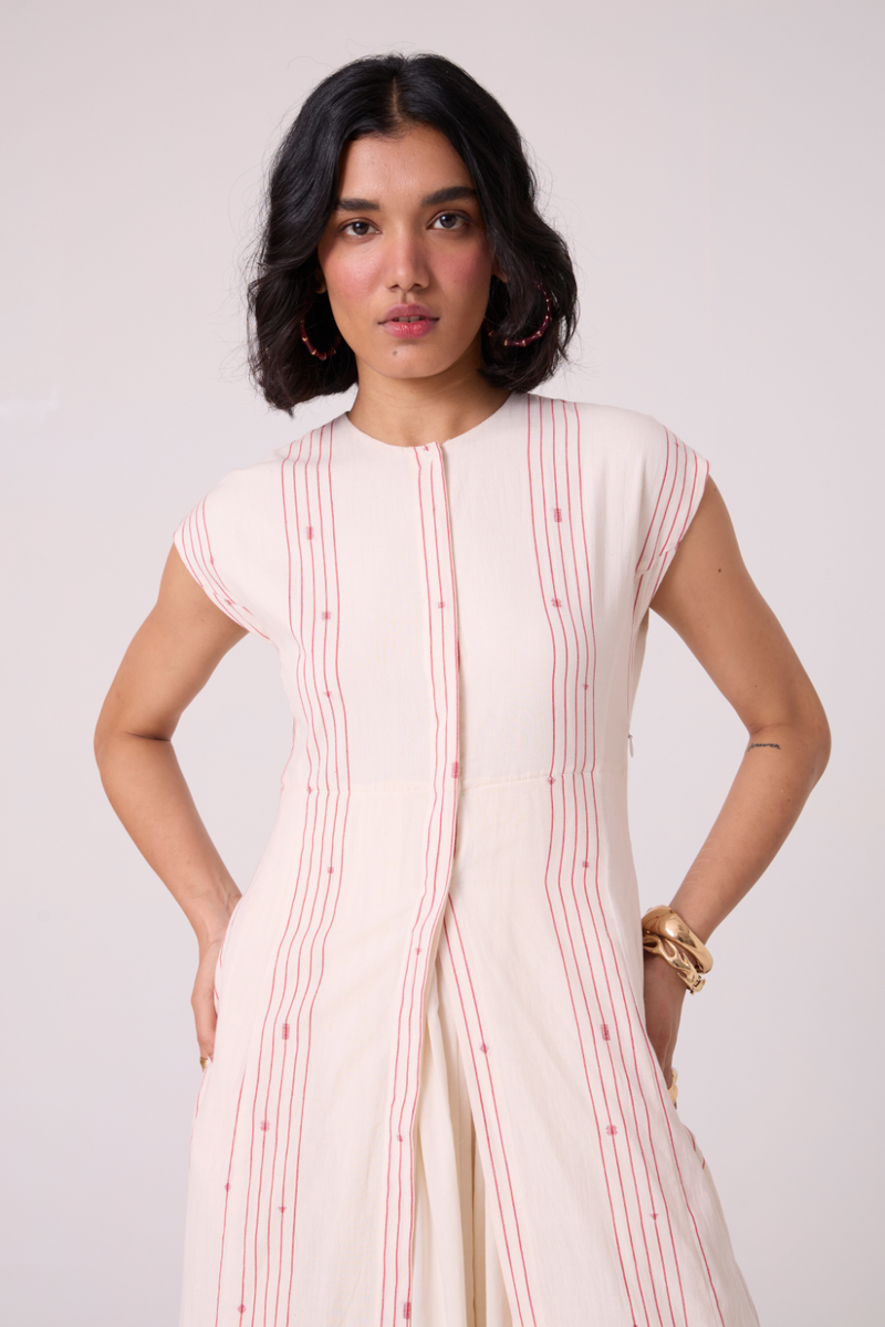 Vesna Red Stripe Maxi Dress cotton by The Summer House in white color for women in Singapore