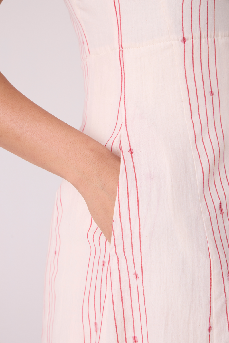 Vesna Red Stripe Maxi Dress cotton by The Summer House in white color for women in Singapore