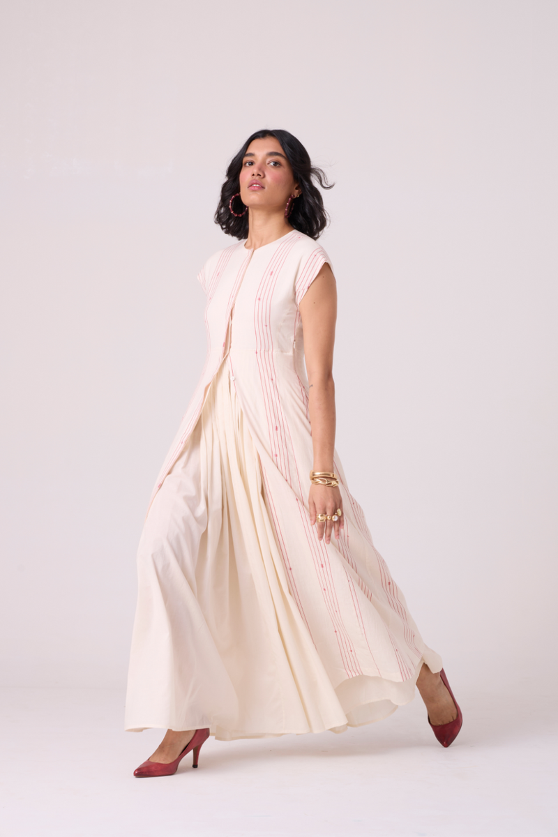 Vesna Red Stripe Maxi Dress cotton by The Summer House in white color for women in Singapore