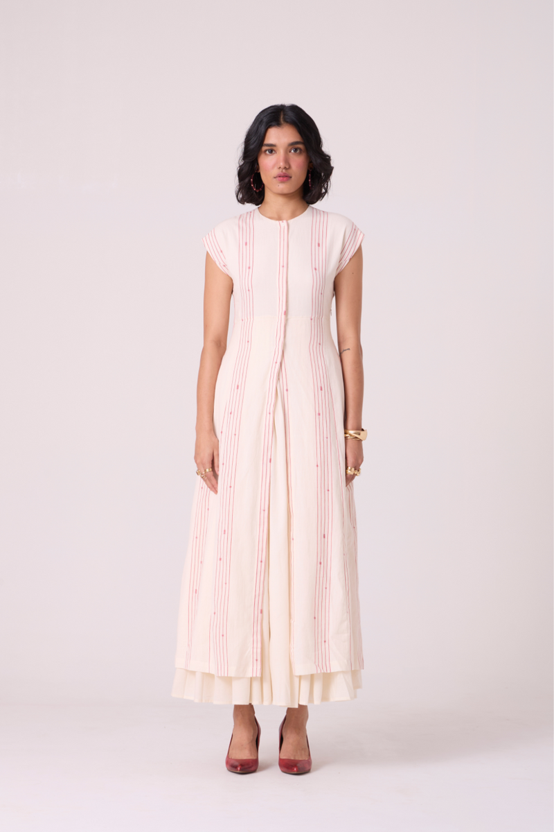 Vesna Red Stripe Maxi Dress cotton by The Summer House in white color for women in Singapore
