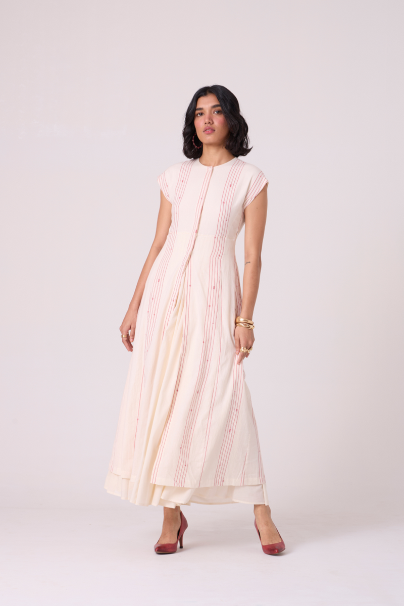 Vesna Red Stripe Maxi Dress cotton by The Summer House in white color for women in Singapore