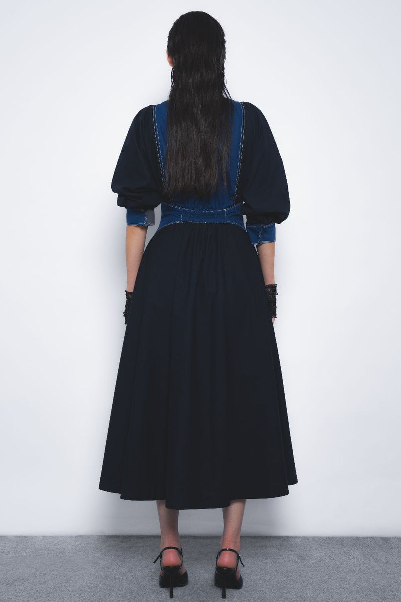 Vesper Dress - Navy and Lapis cotton Buy Vesper Dress - Navy and Lapis from C&W | Dresses for Women by Leh Studios in multi color for women in Singapore