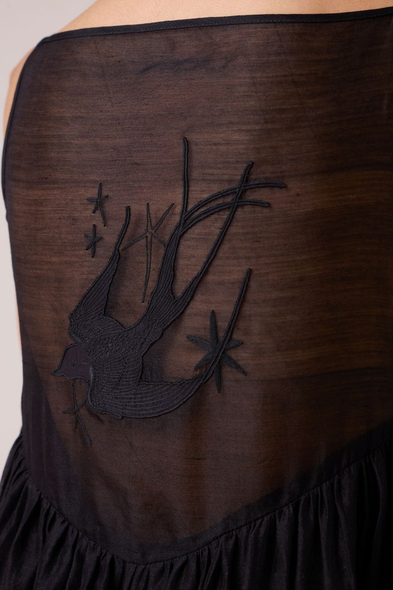 Vespera Black Handwoven Dress chanderi by The Summer House in black color for women in Singapore