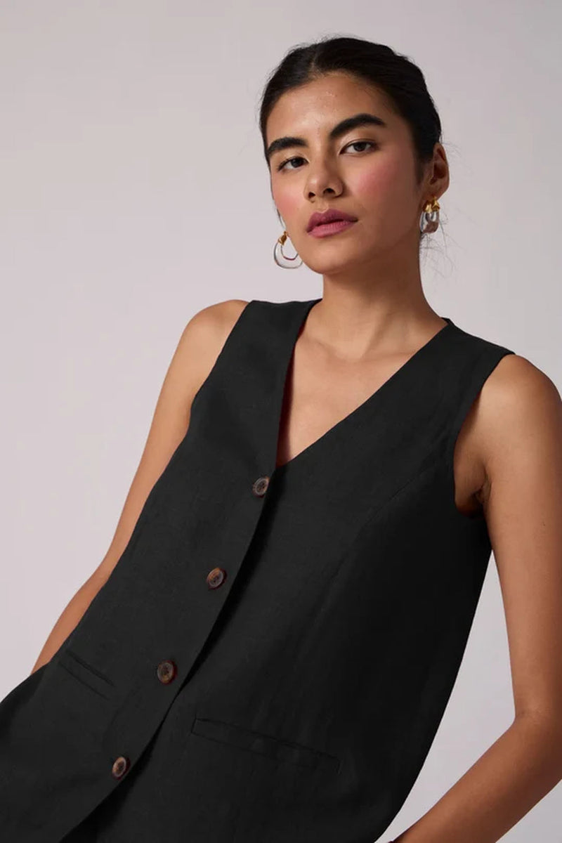 Viceroy Set-Noir linen cotton co-ord set by The Summer House in black for women in Singapore
