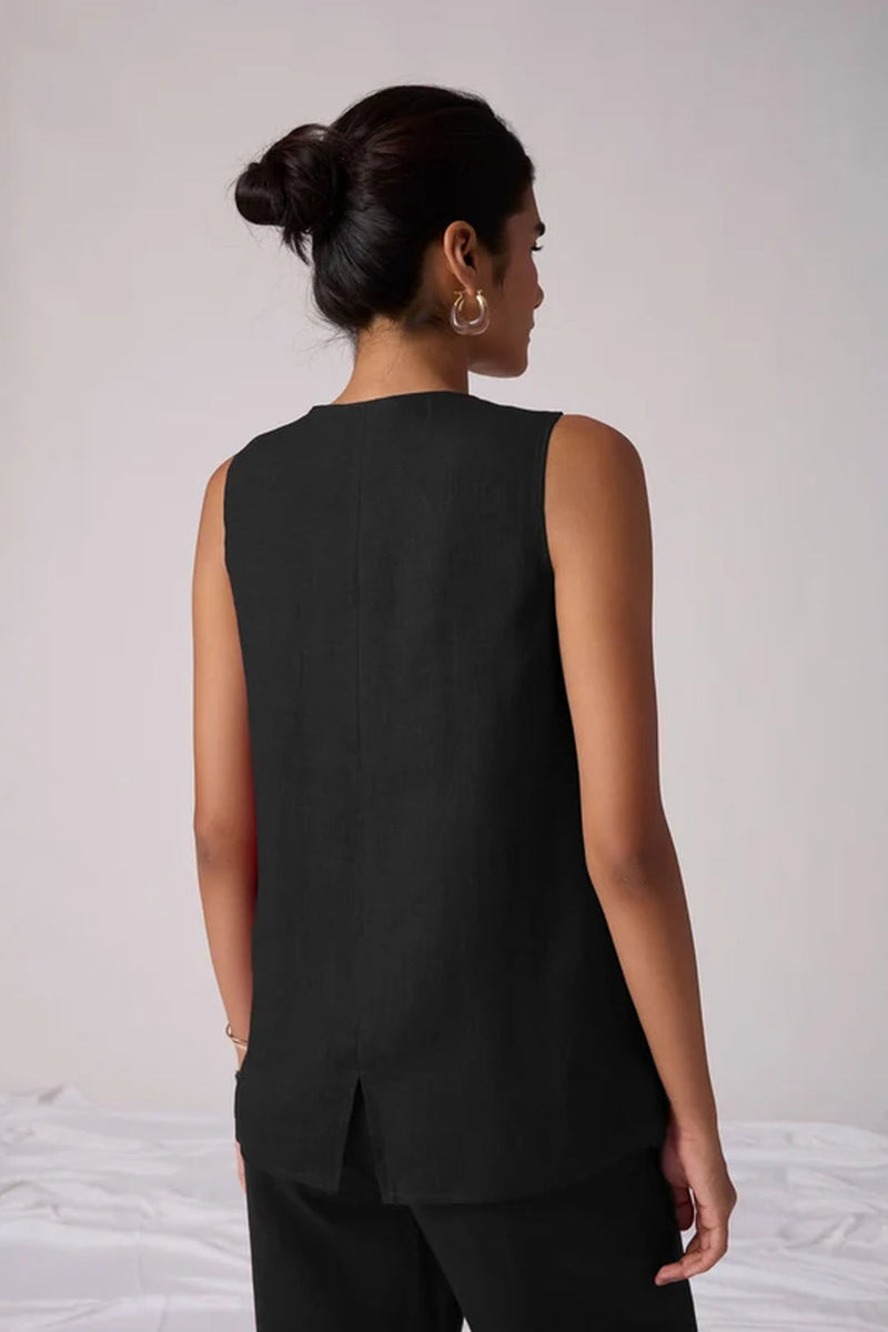 Viceroy Set-Noir linen cotton co-ord set by The Summer House in black for women in Singapore