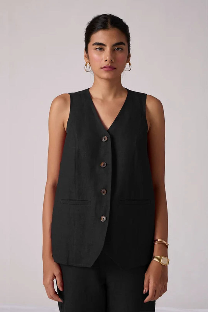 Viceroy Set-Noir linen cotton co-ord set by The Summer House in black for women in Singapore