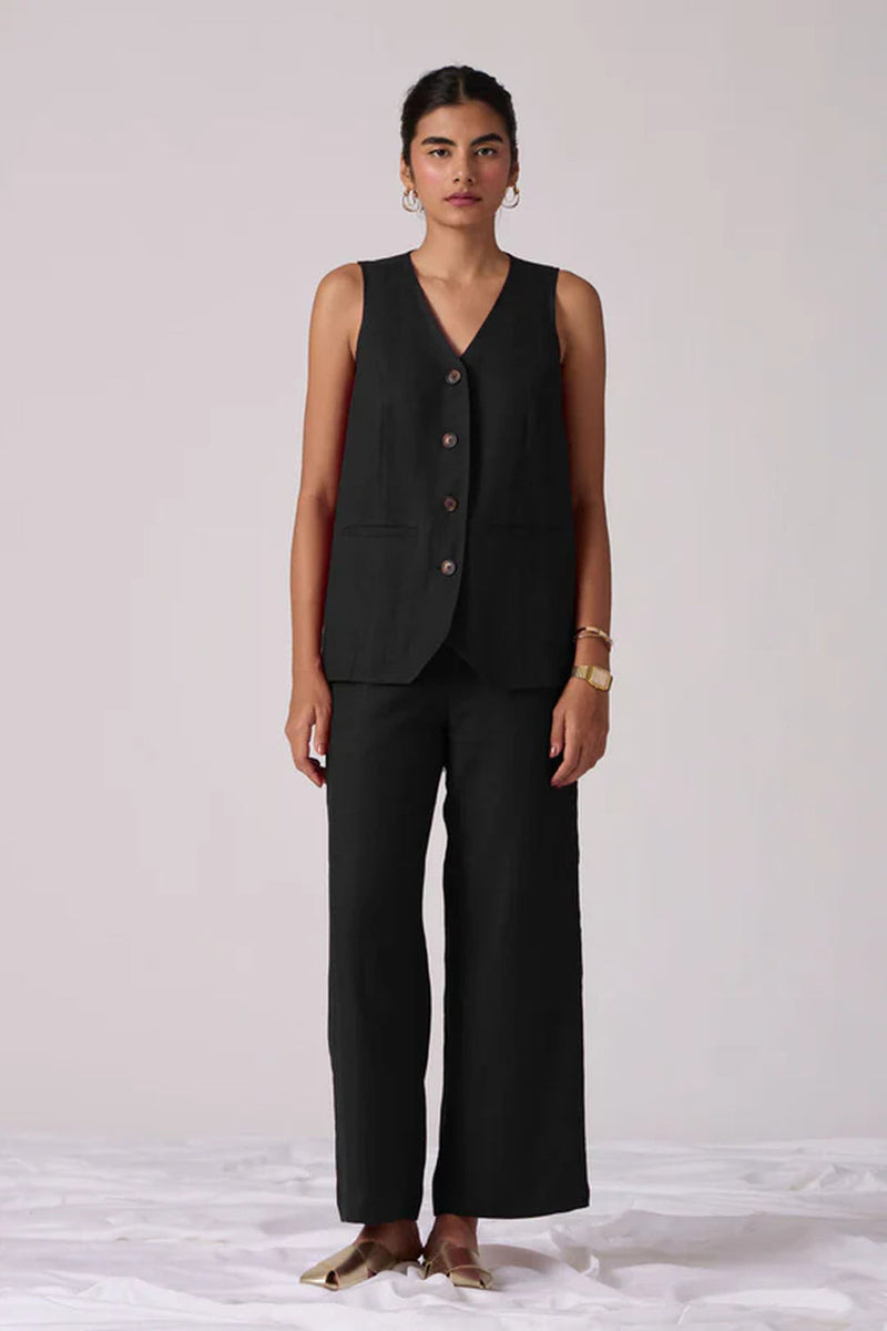 Viceroy Set-Noir linen cotton co-ord set by The Summer House in black for women in Singapore