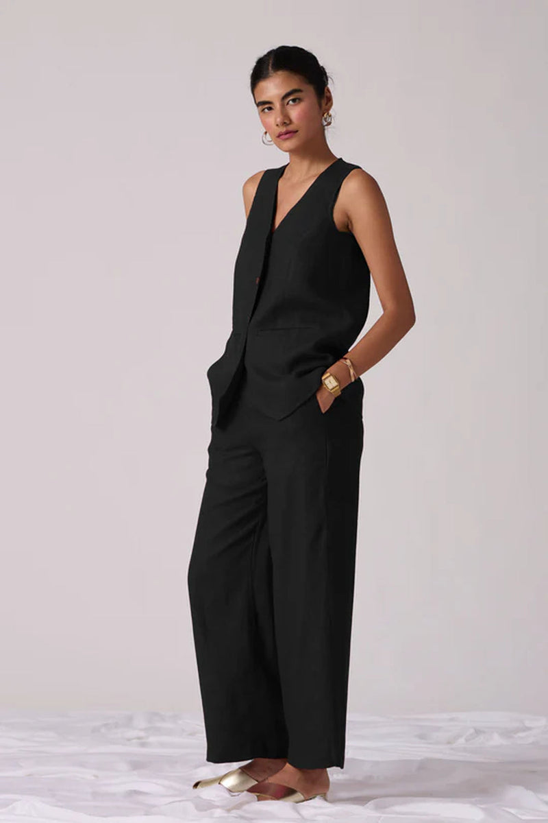 Viceroy Set-Noir linen cotton co-ord set by The Summer House in black for women in Singapore