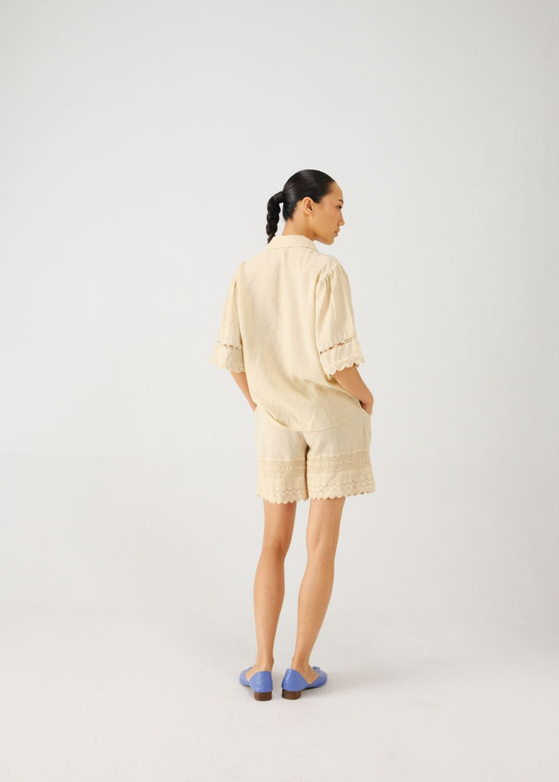 Victorian set-Ivory jali emb. linen by CORD for women in Singapore