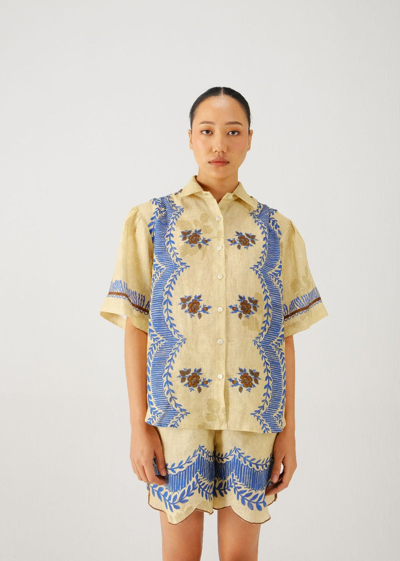 Victorian shirt-Bluebell linen by CORD for women in Singapore