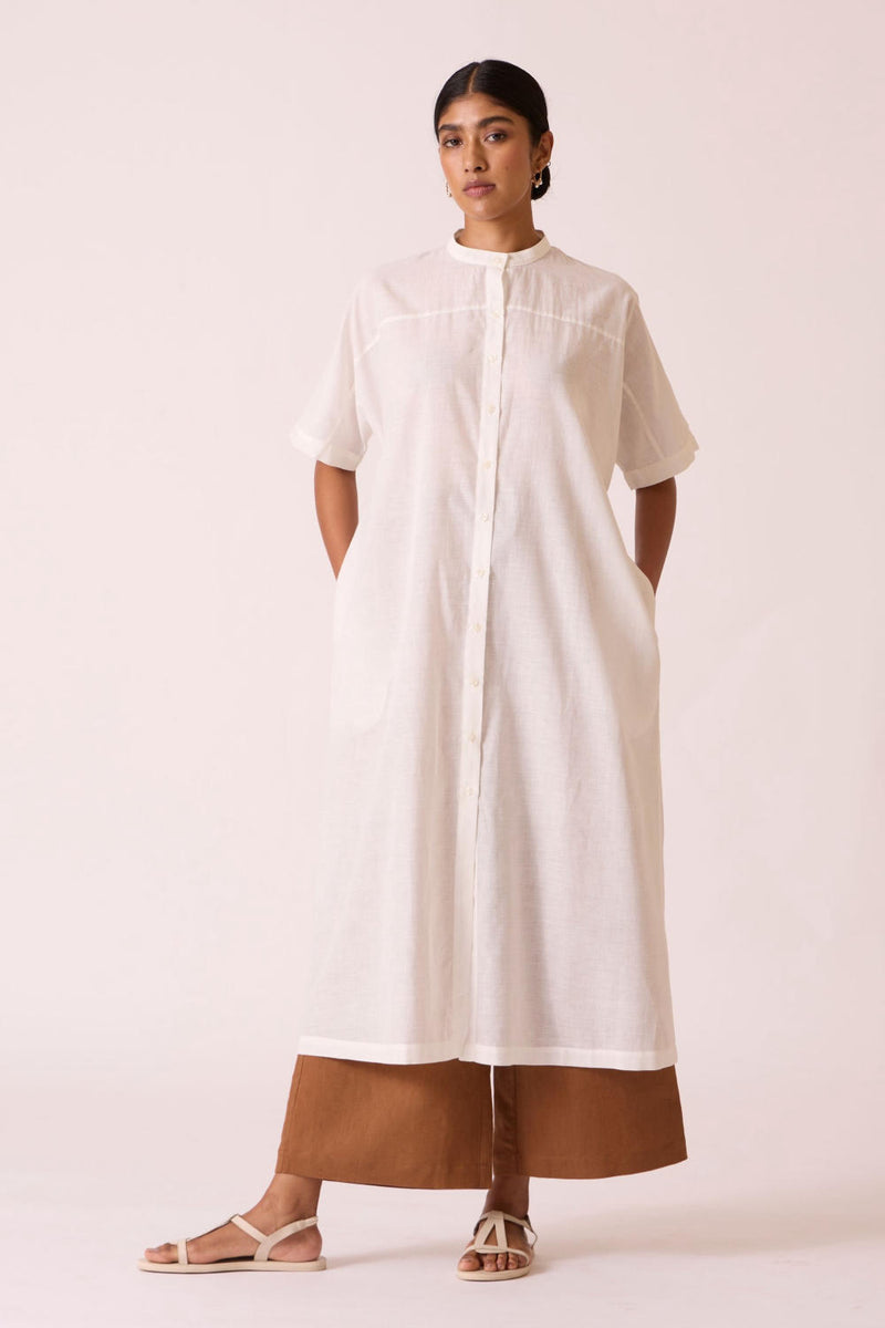 Viktor Off white Cotton Tunic cotton by The Summer House in white color for women in Singapore