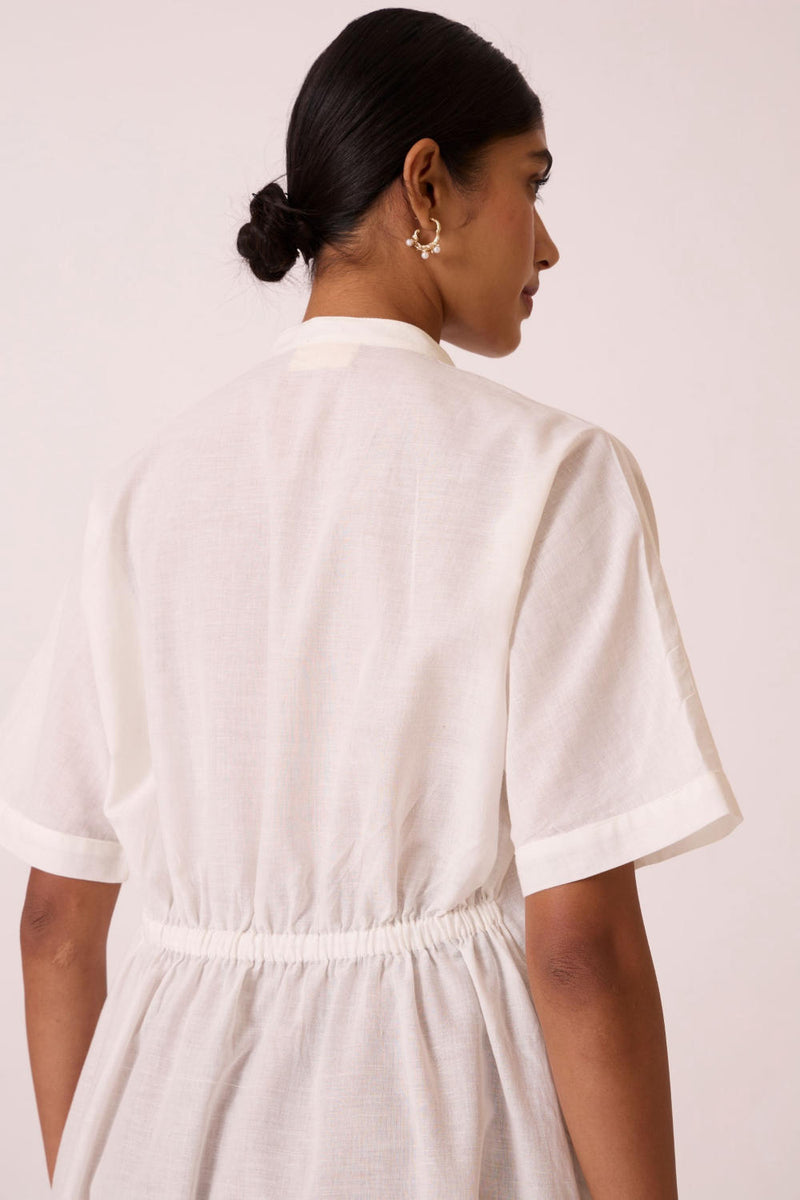 Viktor Off white Cotton Tunic cotton by The Summer House in white color for women in Singapore