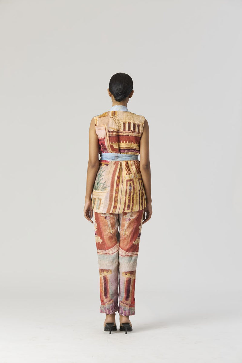 VILLA ROMA JACKET SET linen by Yam in multi color for women in Singapore