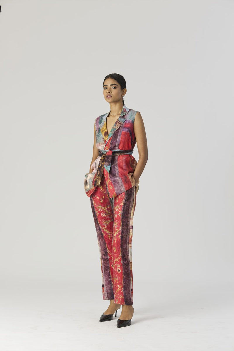 VILLA ROMA JACKET SET linen by Yam in multi color for women in Singapore