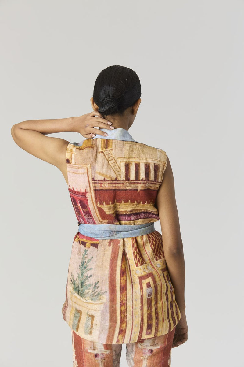 VILLA ROMA JACKET SET linen by Yam in multi color for women in Singapore