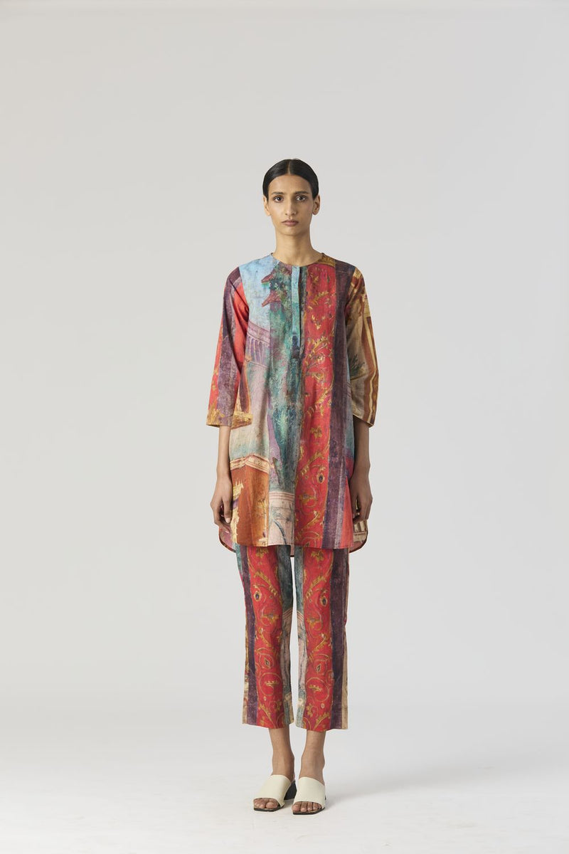 VILLA ROMA SHORT KURTA SET cotton by Yam in multi color for women in Singapore