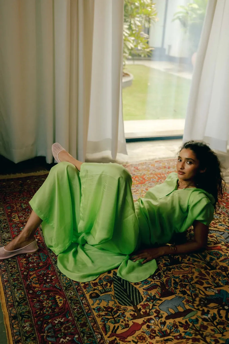 Virya Kurta Set silk Buy Virya Kurta Set from C&W | Light Kurta Sets for Women by Ituvana in green color for women in Singapore
