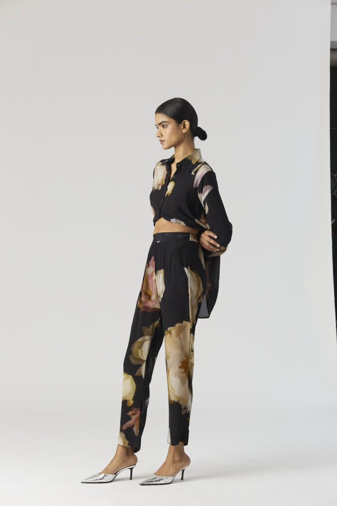 VIVA FIORI CO-ORD SET by Yam in black color for women in Singapore