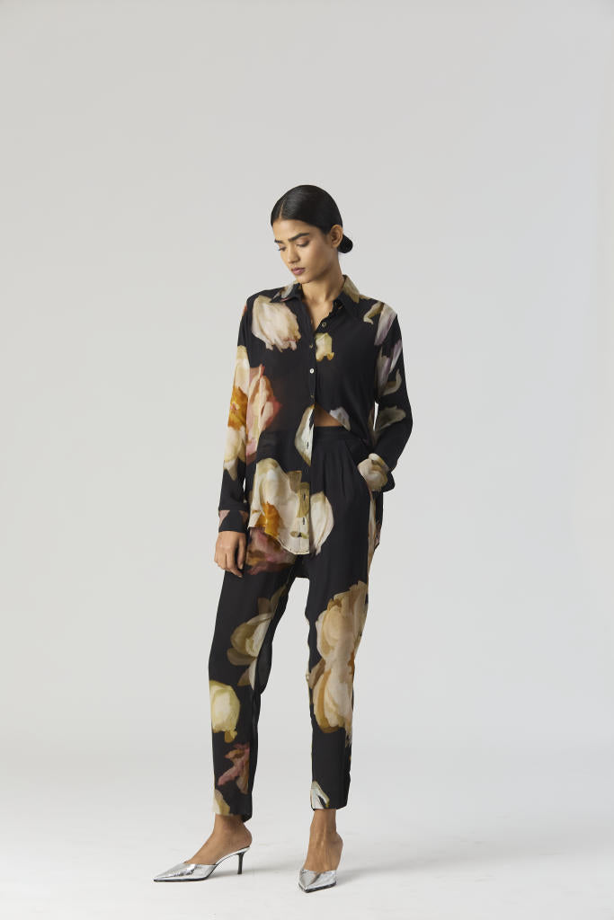VIVA FIORI CO-ORD SET by Yam in black color for women in Singapore