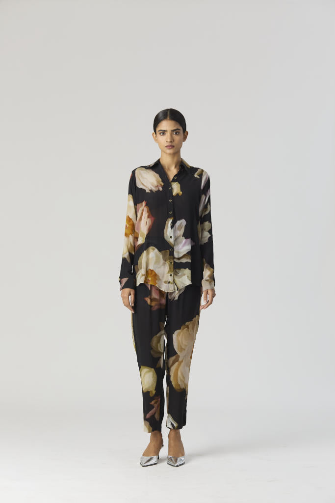 VIVA FIORI CO-ORD SET by Yam in black color for women in Singapore