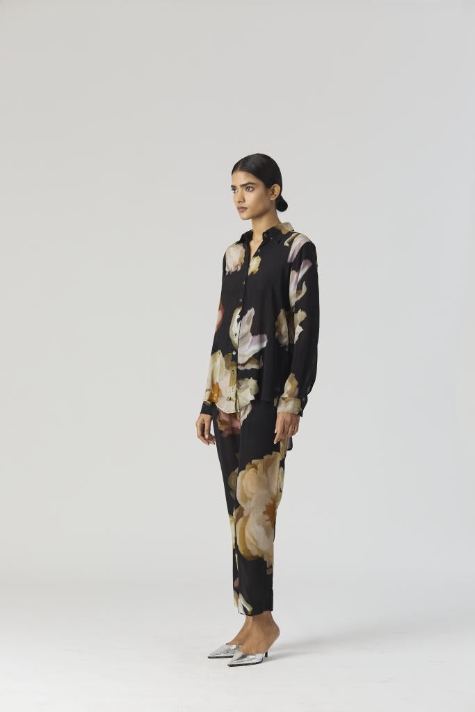 VIVA FIORI CO-ORD SET by Yam in black color for women in Singapore