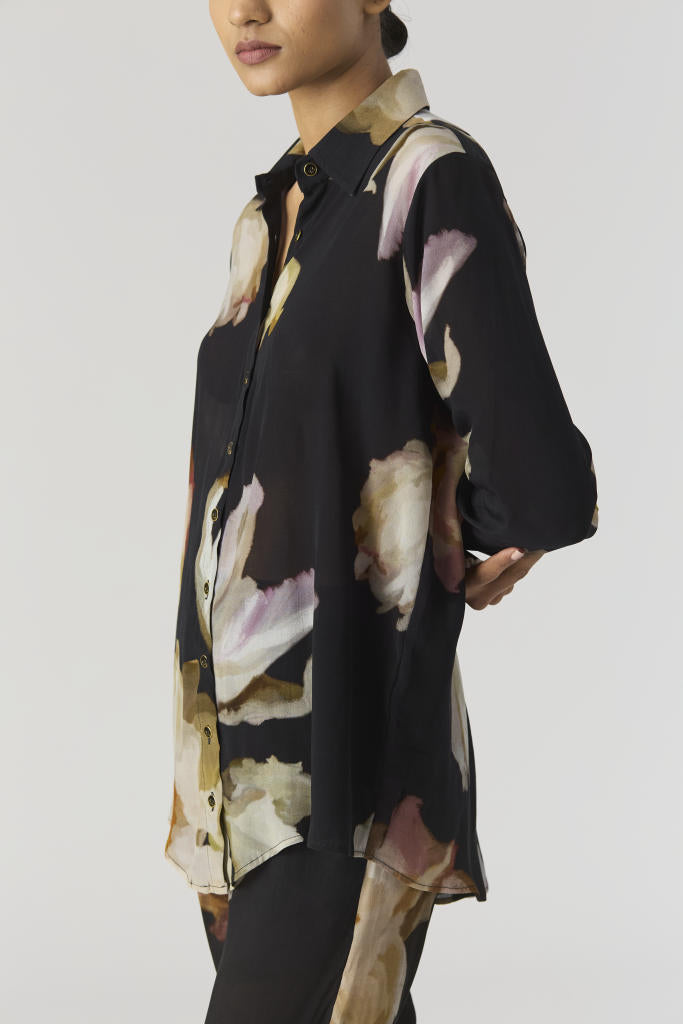 VIVA FIORI CO-ORD SET by Yam in black color for women in Singapore