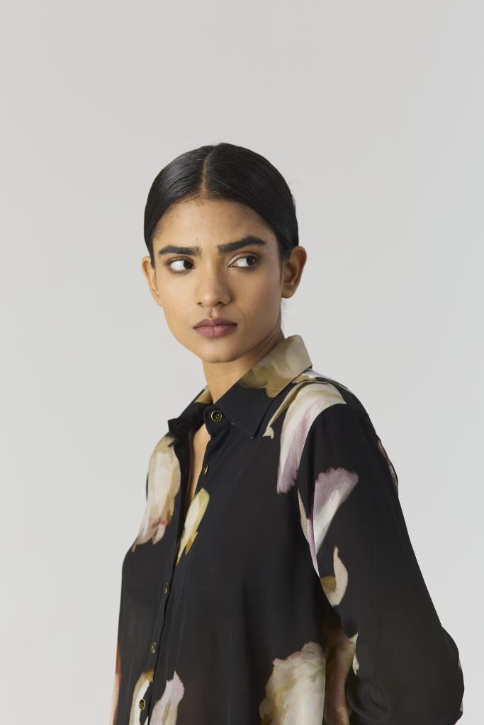 VIVA FIORI CO-ORD SET by Yam in black color for women in Singapore