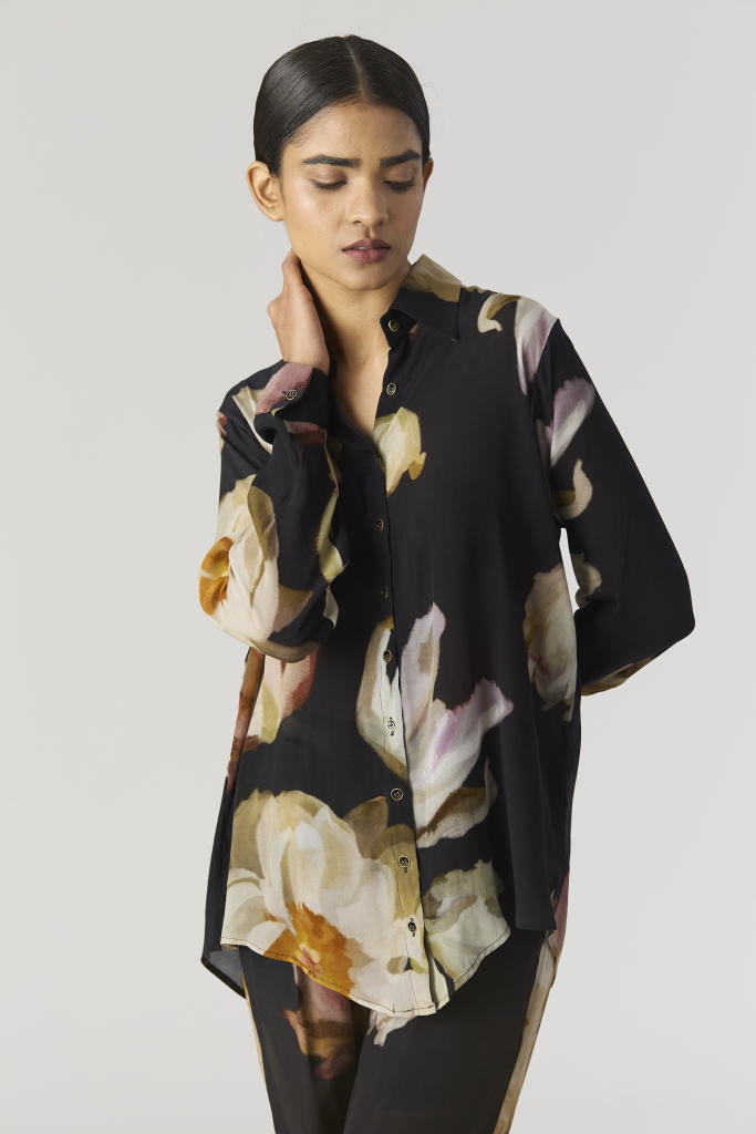 VIVA FIORI CO-ORD SET by Yam in black color for women in Singapore