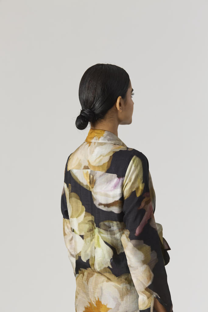 VIVA FIORI DRESS silk by Yam in black color for women in Singapore