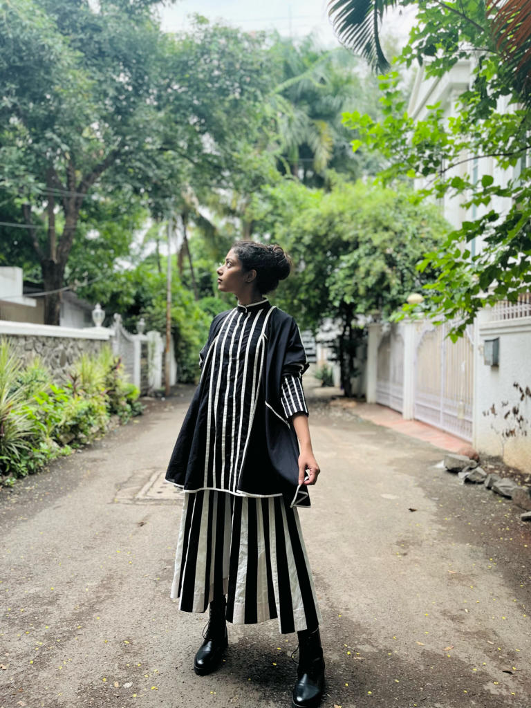 Viva Overlay cotton by Ka-Sha in black color for women in Singapore