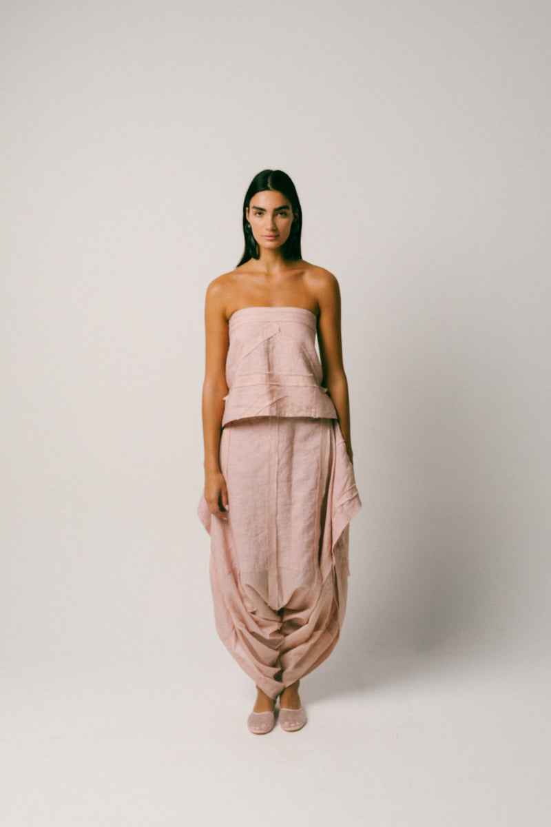 Pagi Linen Dhoti Set co-ord set by Ituvana in dusty pink for women in Singapore