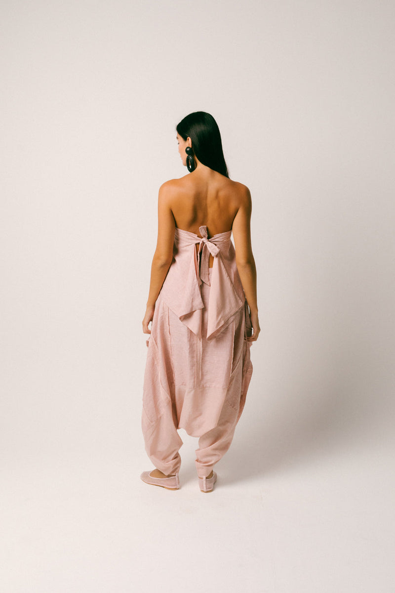 Pagi Linen Dhoti Set co-ord set by Ituvana in dusty pink for women in Singapore