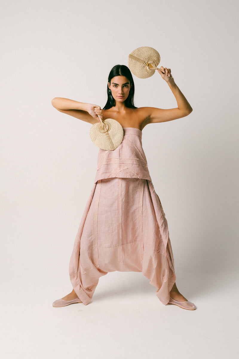 Pagi Linen Dhoti Set co-ord set by Ituvana in dusty pink for women in Singapore