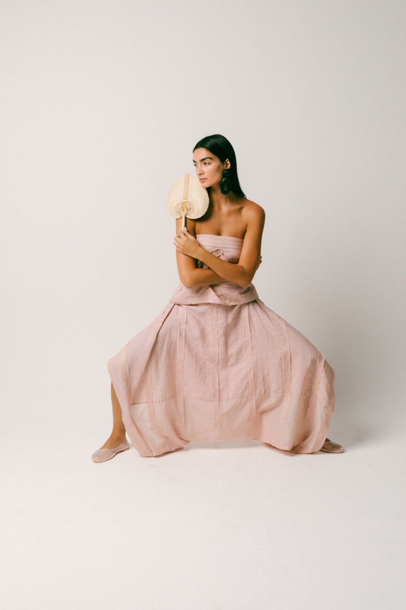 Pagi Linen Dhoti Set co-ord set by Ituvana in dusty pink for women in Singapore