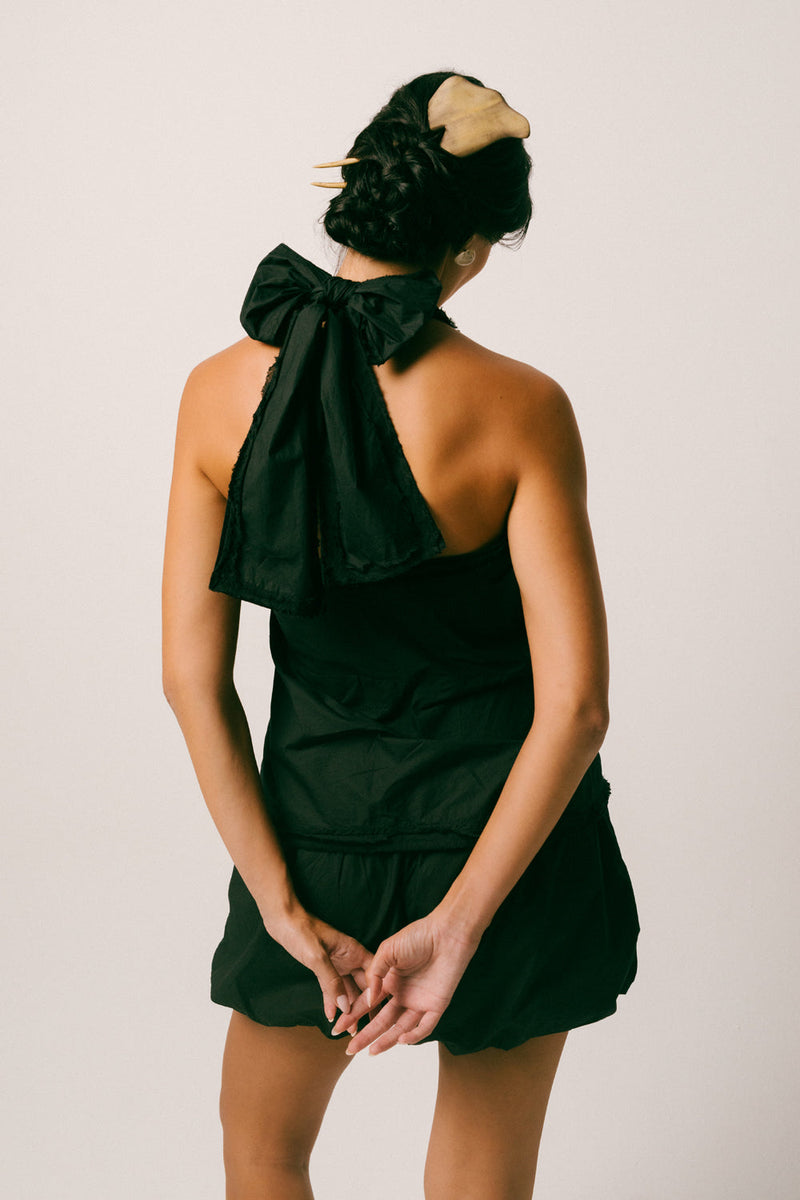 Hujan Cotton Short Set cambric cotton co-ord set by Ituvana in black for women in Singapore