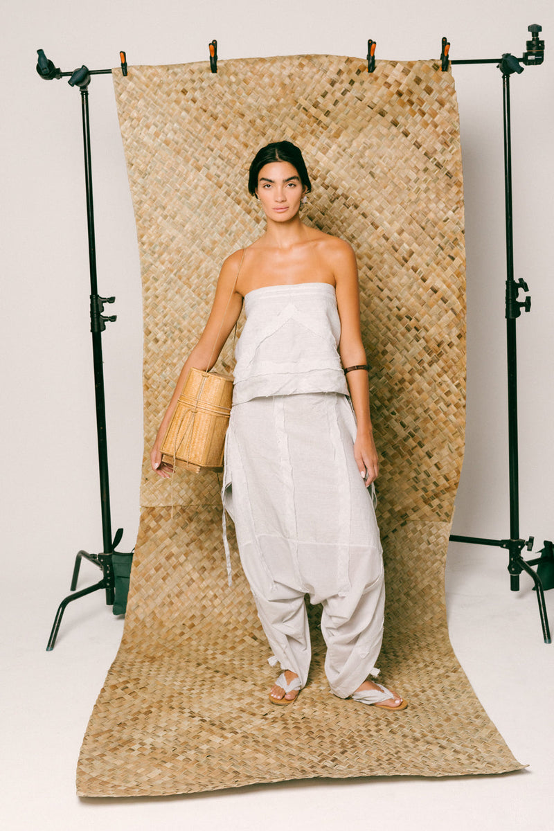 Pagi Linen Dhoti Set co-ord set by Ituvana in mint green for women in Singapore