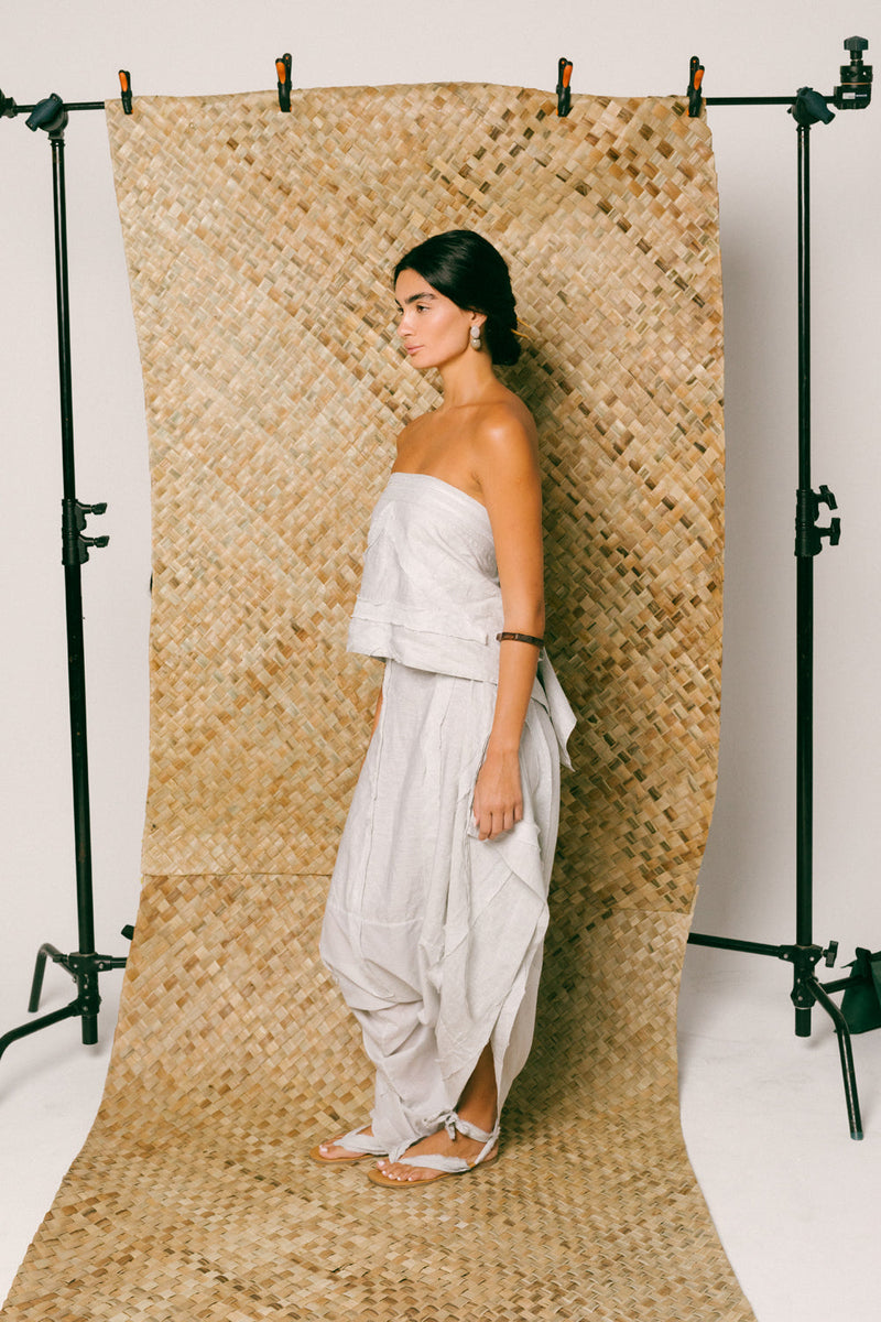 Pagi Linen Dhoti Set co-ord set by Ituvana in mint green for women in Singapore
