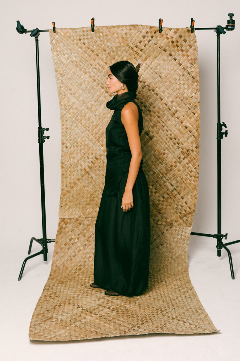 Mawar Silk Pant Set organza habutai silk co-ord set by Ituvana in black for women in Singapore