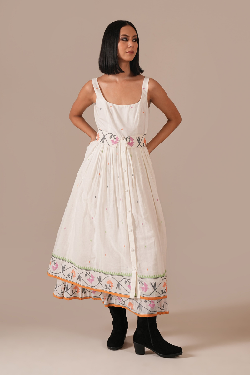 WHISPERING LOTUS DRESS silk Buy WHISPERING LOTUS DRESS from C&W | Dresses for Women by Indigo Dreams in white color for women in Singapore
