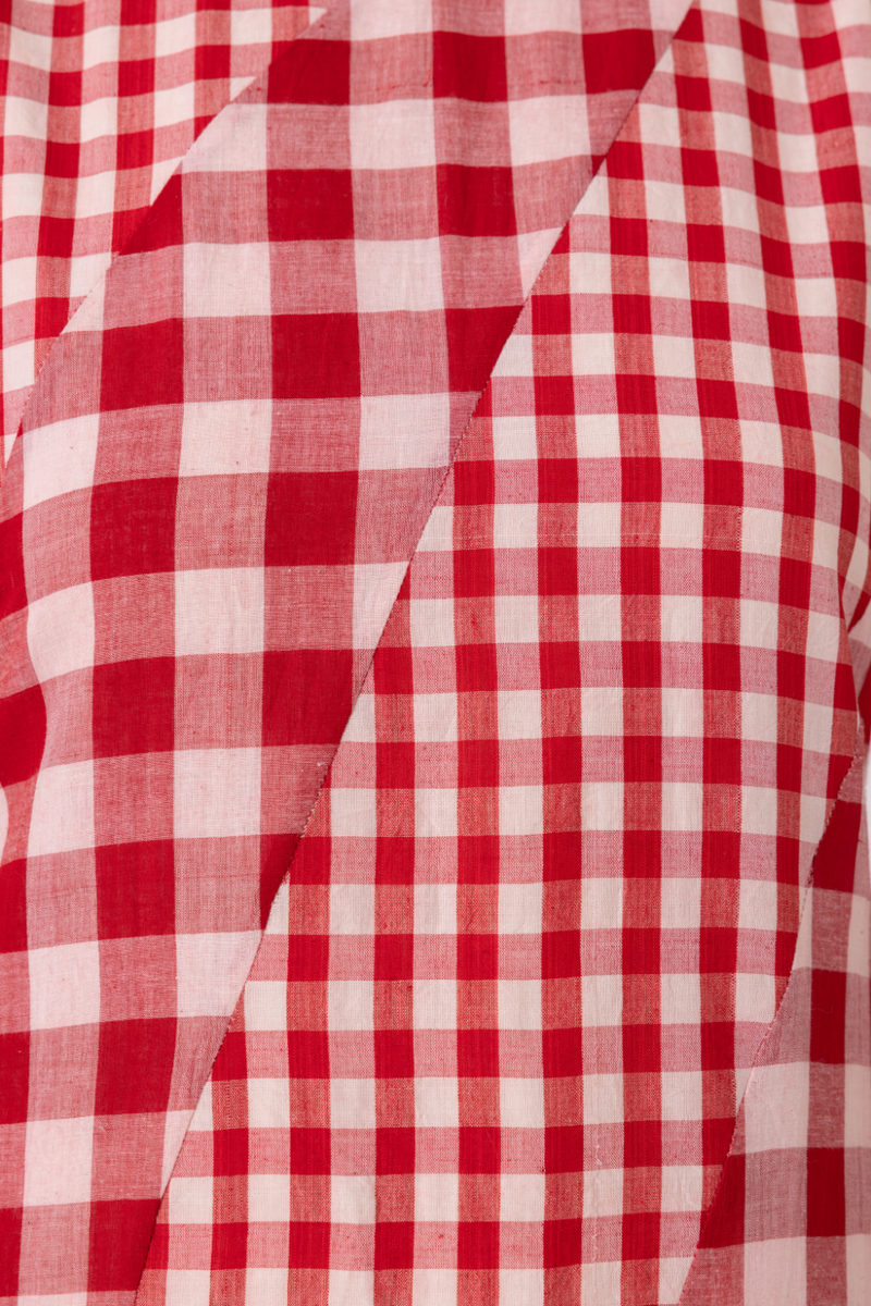 Waltz Red Checkered Handwoven Dress cotton by The Summer House for women in Singapore