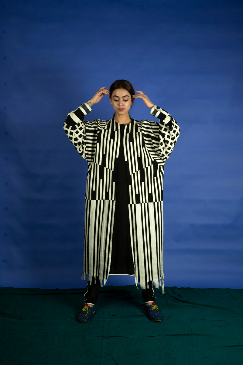 Wascheck Jacket cotton by Ka-Sha in black color for women in Singapore