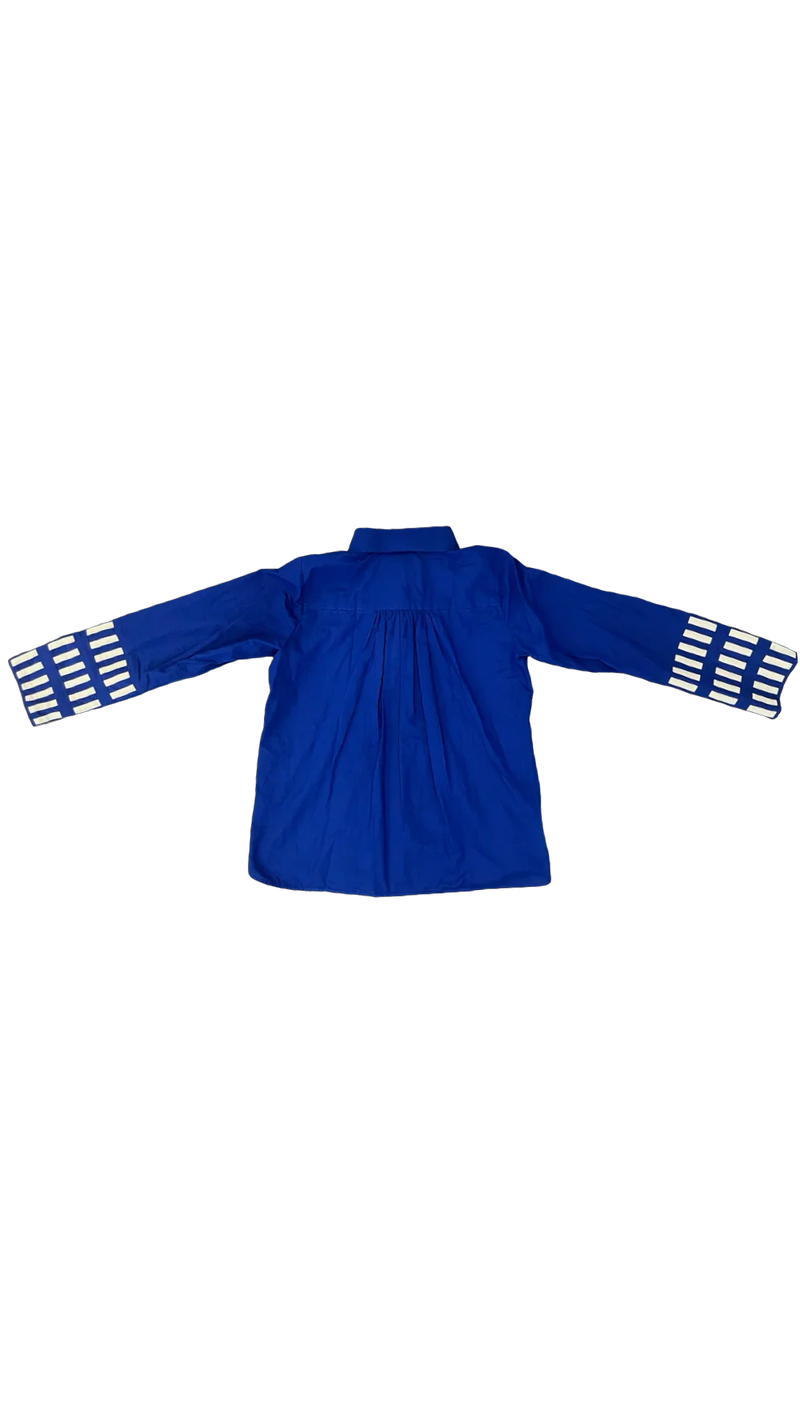 Wasim Candy SS Shirt-Blue and White cotton top/shirt by Ka-Sha in blue for women in Singapore