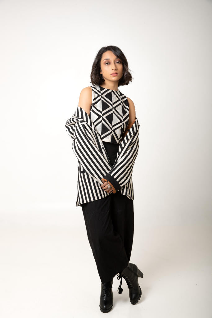 Wasim Blazer cotton by Ka-Sha in black color for women in Singapore