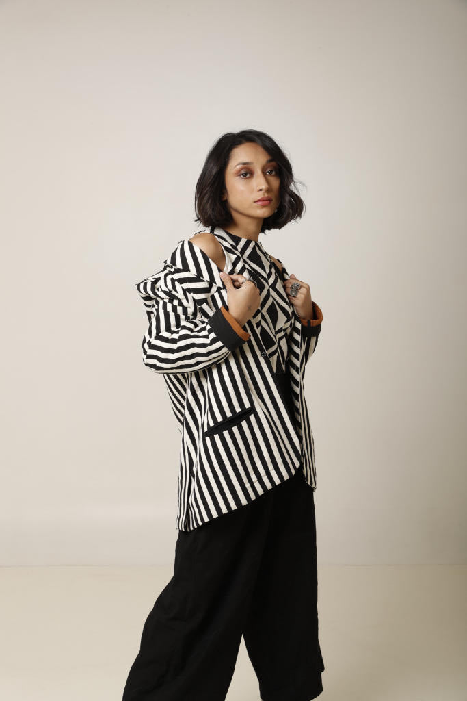 Wasim Blazer cotton by Ka-Sha in black color for women in Singapore