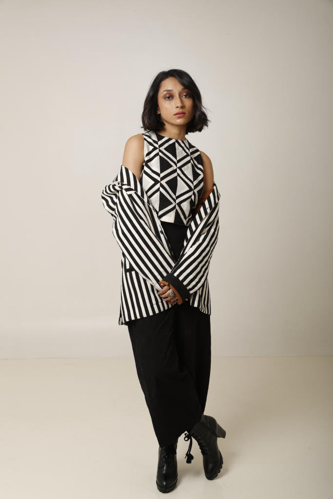 Wasim Blazer cotton by Ka-Sha in black color for women in Singapore