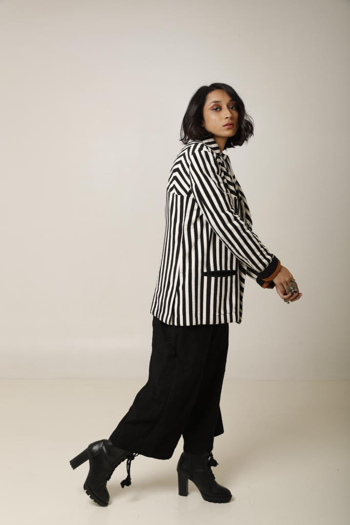 Wasim Blazer cotton by Ka-Sha in black color for women in Singapore